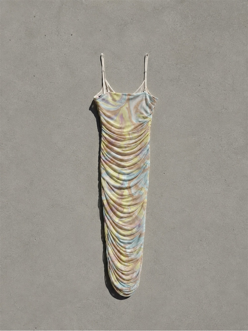 AFRM Pastel Watercolor Ruched Mesh Maxi Dress - Picture 2 of 5